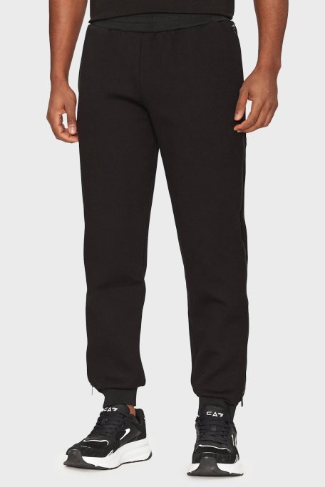 EA7 Streç Pamuklu Regular Fit Yüksek Bel Ribanalı Paça Jogger Erkek Pantolon 7M000144 AF13538 UC001 SİYAH - Ea7