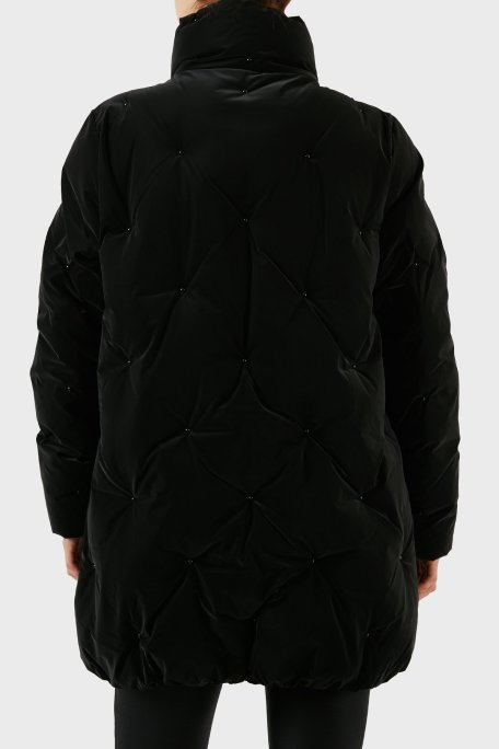 EA7 Taş Detaylı Fermuarlı Dik Yaka Regular Fit Uzun Bayan Mont 6RTK34 TNDMZ 1200 SİYAH - EA7 (1)