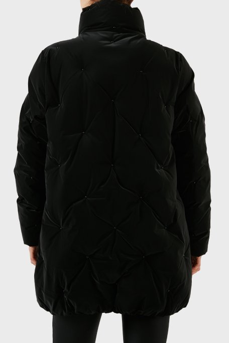 EA7 Taş Detaylı Fermuarlı Dik Yaka Regular Fit Uzun Kadın Mont 6RTK34 TNDMZ 1200 SİYAH - EA7 (1)