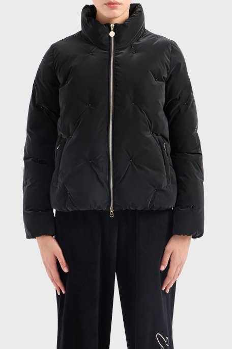 EA7 Gizli Kapüşonlu Dik Yaka Regular Fit Şişme Kadın Mont 6RTB34 TNDMZ 1200 SİYAH - EA7