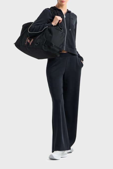 EA7 Taşlı Modal Karışımlı Regular Fit Normal Bel Bol Paça Kapüşonlu Bayan Eşofman Takımı 7W000119 AF12643 UC001 SİYAH - Ea7 (1)