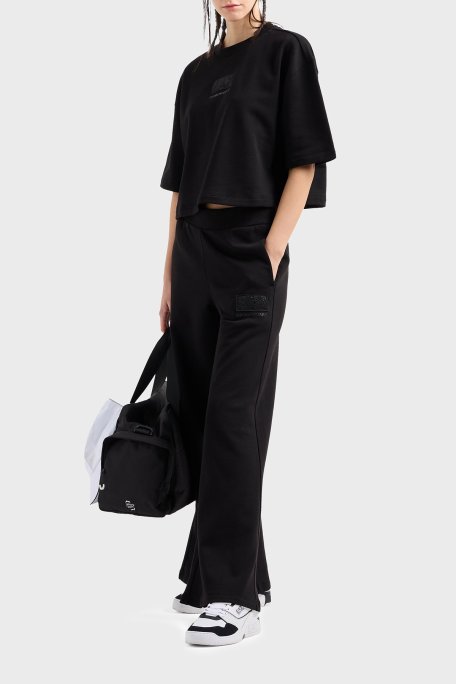 EA7 Wide Leg Normal Bel Bol Paça Logolu Bayan Pantolon 7W000179 AF12473 UC001 SİYAH - Ea7 (1)