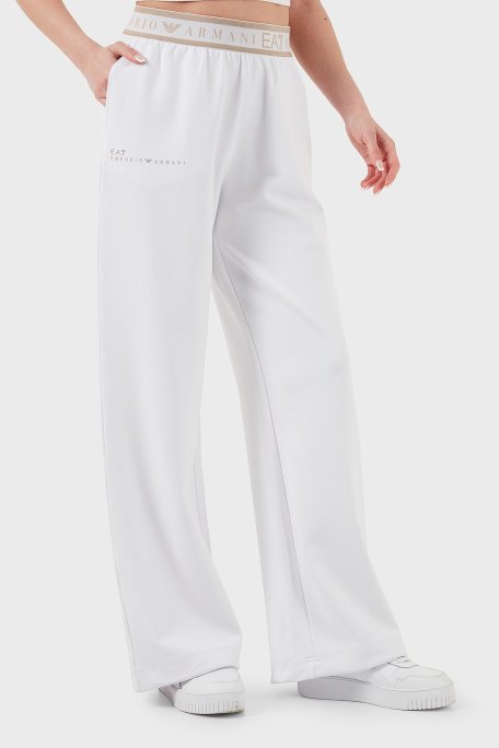 EA7 Wide Leg Yüksek Bel Bol Paça Logolu Bayan Pantolon 7W000281 AF12501 U0002 BEYAZ - Ea7 (1)