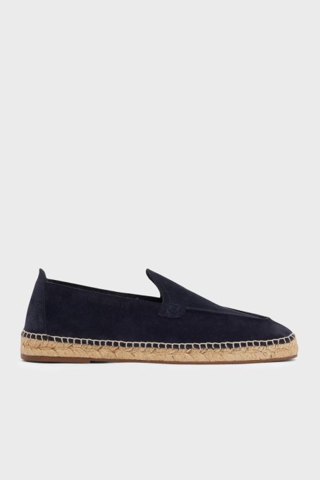 Emporio Armani % 100 Deri Erkek Espadril EM005854 AF23967 UB117 LACİVERT - Emporio Armani