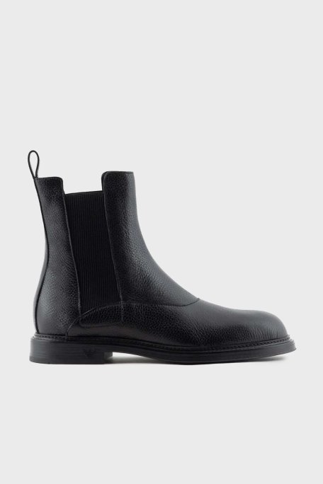 Emporio Armani % 100 Hakiki Deri Chelsea Erkek Bot X4M389 XF583 00002 SİYAH - Emporio Armani