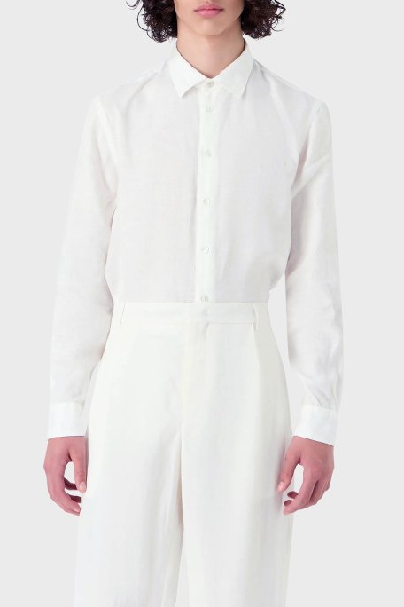 Emporio Armani % 100 Keten Regular Fit Erkek Gömlek E31SM0 010F1 101 BEYAZ - Emporio Armani
