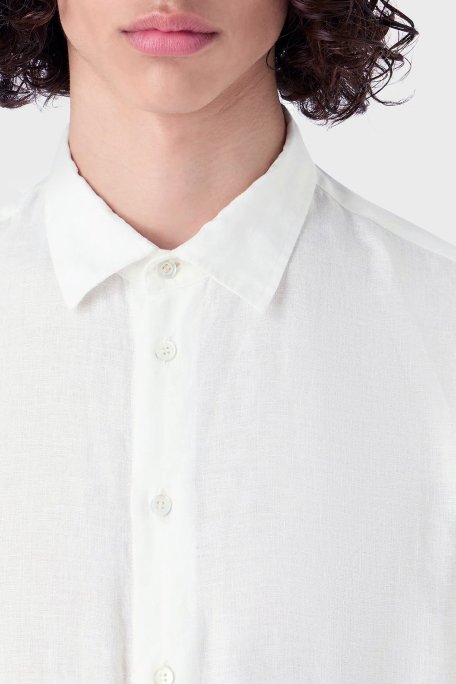 Emporio Armani % 100 Keten Regular Fit Erkek Gömlek E31SM0 010F1 101 BEYAZ - Emporio Armani (1)