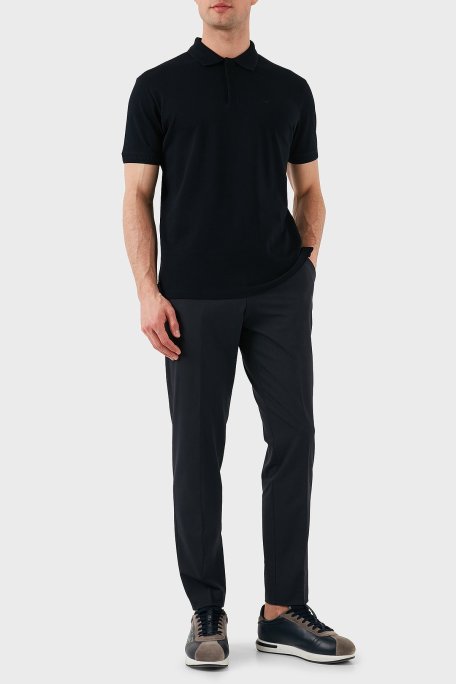 Emporio Armani % 100 Pamuk Gizli Düğmeli Erkek Polo Yaka T Shirt EM000850 AF12955 UB118 LACİVERT - Emporio Armani (1)