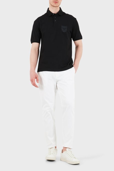 Emporio Armani % 100 Pamuk Logo İşlemeli Düğmeli Erkek Polo EM005363 AF10497 UC001 SİYAH - Emporio Armani (1)