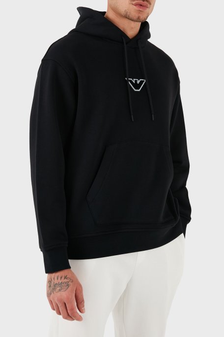Emporio Armani % 100 Pamuk Logolu Regular Fit Kapüşonlu Erkek Sweat 6D1M93 1JTAZ 0037 SİYAH - Emporio Armani (1)