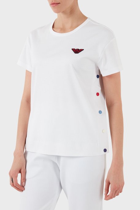 Emporio Armani % 100 Pamuk Regular Fit Bisiklet Yaka Bayan T Shirt 6D2M8I 2JKAZ 0100 BEYAZ - Emporio Armani