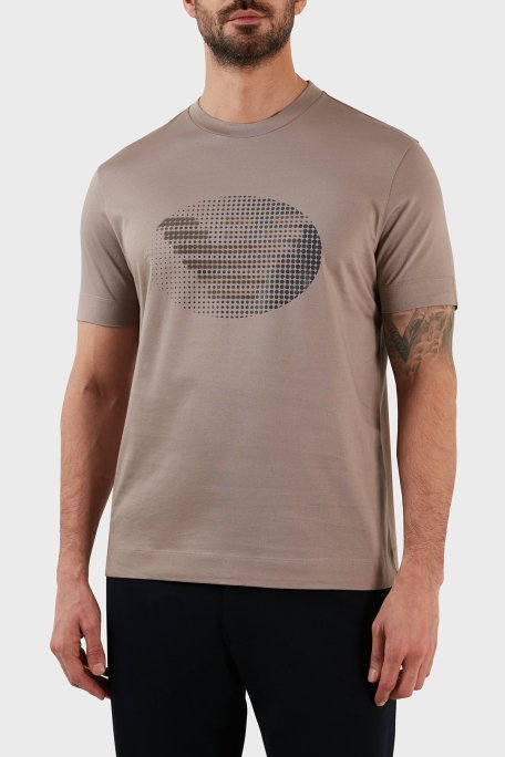 Emporio Armani % 100 Pamuk Regular Fit Bisiklet Yaka Erkek T Shirt 3R1TU1 1JSAZ 0144 TOPRAK - Emporio Armani