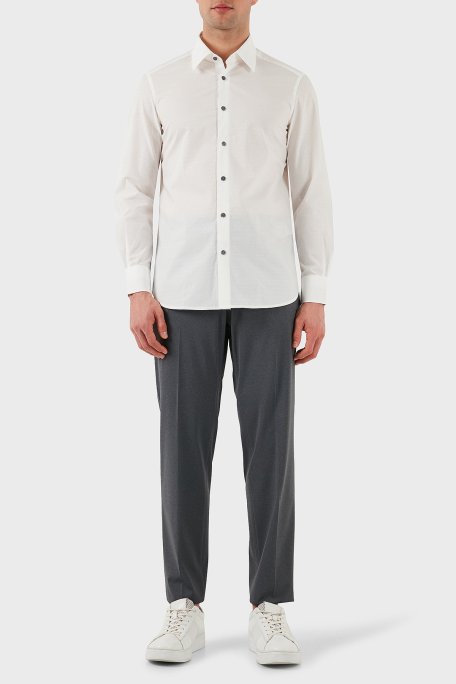Emporio Armani % 100 Pamuk Regular Fit Düğmeli Uzun Kollu Erkek Gömlek EM001537 AF14341 F0094 BEYAZ - Emporio Armani (1)