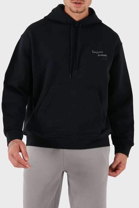 Emporio Armani % 100 Pamuk Regular Fit Kapüşonlu Erkek Sweat 6D1M93 1JTAZ 0038 SİYAH - Emporio Armani