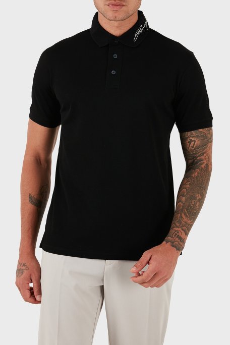 Emporio Armani % 100 Pamuk Regular Fit Logolu Düğmeli Erkek Polo Yaka T Shirt EM002999 AF12955 UC001 SİYAH - Emporio Armani (1)