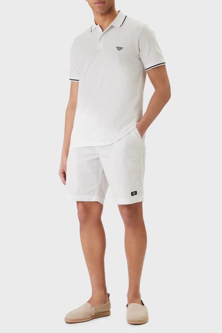 Emporio Armani % 100 Pamuk Regular Fit Logolu Normal Bel Short Erkek Şort EM000591 AF20428 U0002 BEYAZ - Emporio Armani (1)