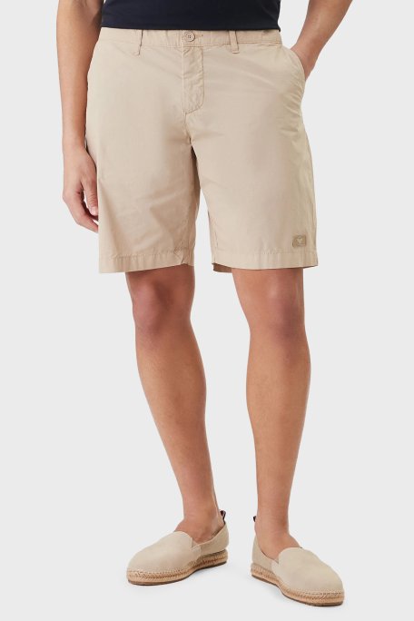 Emporio Armani % 100 Pamuk Regular Fit Logolu Normal Bel Short Erkek Şort EM000591 AF20428 U6213 BEJ - Emporio Armani