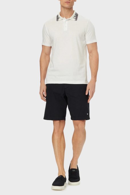 Emporio Armani % 100 Pamuk Regular Fit Logolu Normal Bel Short Erkek Şort EM000591 AF20428 UB102 LACİVERT - Emporio Armani