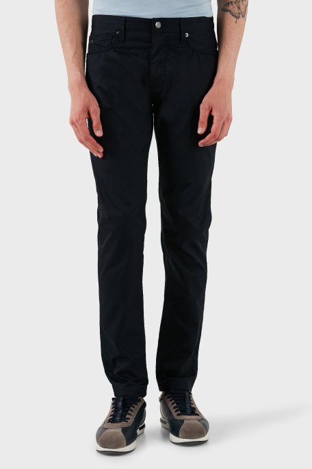 Emporio Armani % 100 Pamuk Regular Fit Normal Bel Düz Paça Erkek Pantolon EM000668 AF14253 UB118 LACİVERT - Emporio Armani