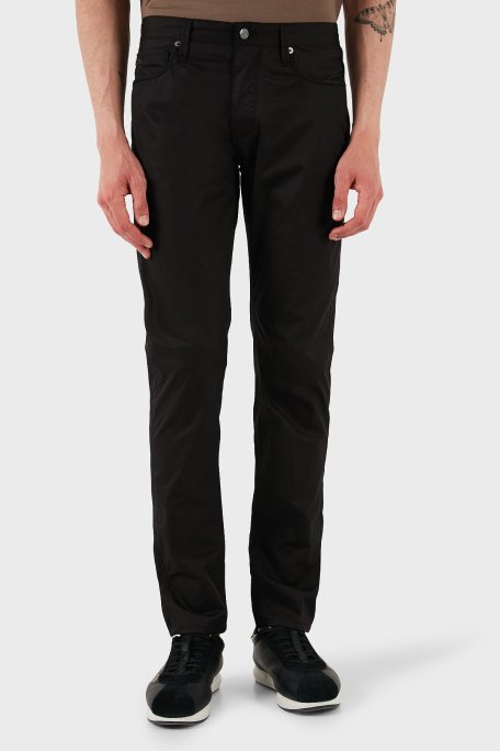 Emporio Armani % 100 Pamuk Regular Fit Normal Bel Düz Paça Erkek Pantolon EM000668 AF14253 UC001 SİYAH - Emporio Armani