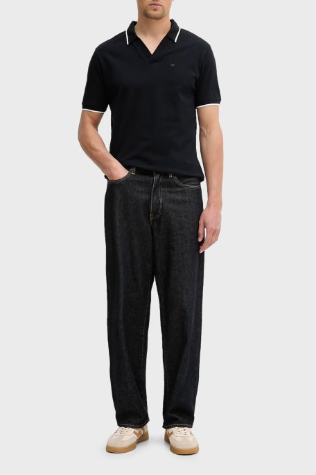 Emporio Armani % 100 Pamuk Regular Fit Şerit Detaylı Erkek Polo EM005852 AF12955 UB118 LACİVERT - Emporio Armani (1)