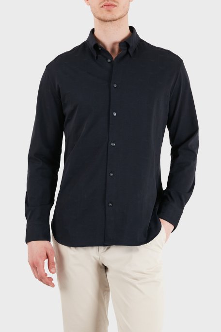 Emporio Armani % 100 Pamuk Regular Fit Uzun Kollu Erkek Gömlek EM005446 AF10762 FB469 SİYAH - Emporio Armani