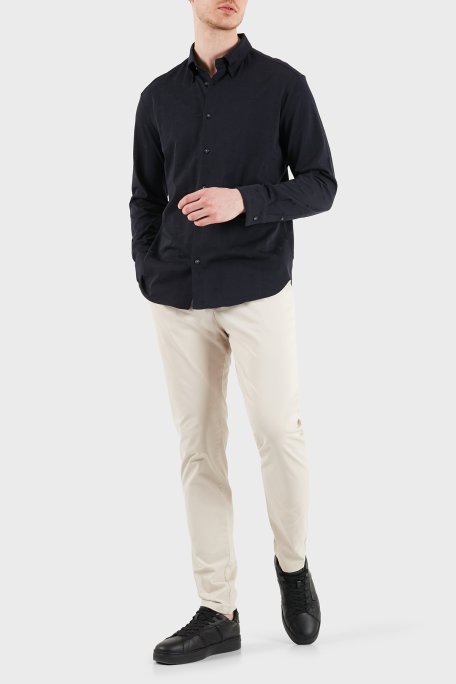 Emporio Armani % 100 Pamuk Regular Fit Uzun Kollu Erkek Gömlek EM005446 AF10762 FB469 SİYAH - Emporio Armani (1)