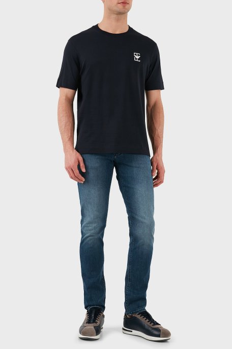 Emporio Armani % 100 Pamuk Relaxed Fit Bisiklet Yaka Erkek T Shirt EM001068 AF12926 UB118 LACİVERT - Emporio Armani (1)