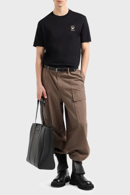 Emporio Armani % 100 Pamuk Relaxed Fit Bisiklet Yaka Erkek T Shirt EM001068 AF12926 UC001 SİYAH - Emporio Armani (1)