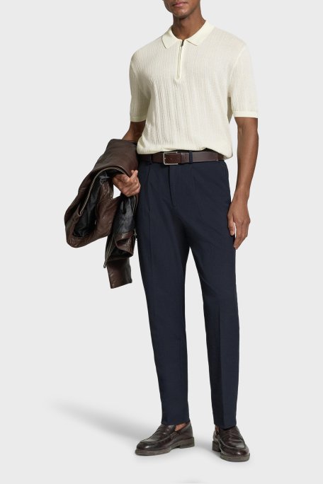 Emporio Armani % 100 Pamuk Relaxed Fit Fermuarlı Erkek Polo Yaka Kazak EM004305 AF23761 U1107 EKRU - Emporio Armani (1)