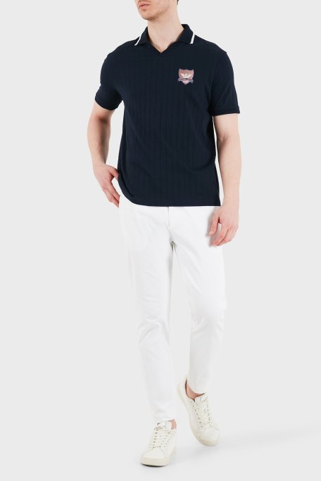 Emporio Armani % 100 Pamuk Şeritli Örgü Erkek Polo EM004780 AF23047 FB392 LACİVERT - Emporio Armani (1)