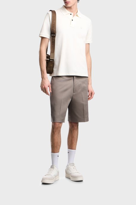 Emporio Armani % 100 Pamuk Slim Fit Düğmeli Erkek Polo EM005239 AF10497 U1055 EKRU - Emporio Armani (1)