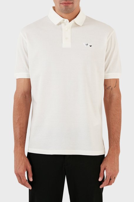 Emporio Armani % 100 Pamuk Slim Fit Erkek Polo Yaka T Shirt 8N1FAL 1JTKZ 0101 BEYAZ - Emporio Armani