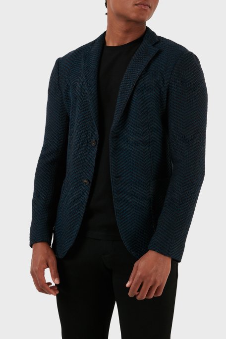 Emporio Armani % 100 Yün Blazer Erkek Ceket H41G51 E1D06 919 LACİVERT - Emporio Armani (1)