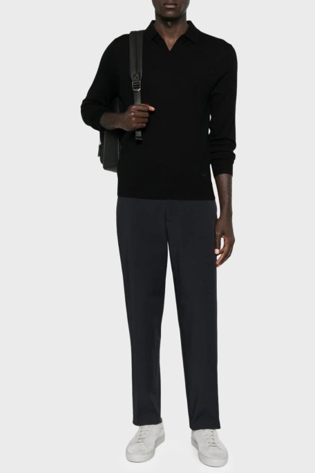 Emporio Armani % 100 Yün Regular Fit Erkek Polo Yaka Kazak EM002479 AF19543 UC001 SİYAH - Emporio Armani (1)