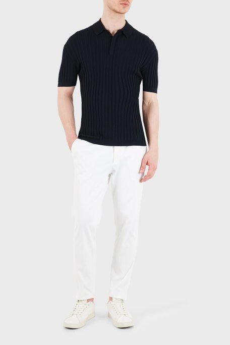 Emporio Armani % 100 Yün Slim Fit Kısa Kollu Düğmeli Erkek Polo Yaka Kazak EM004389 AF23418 UB118 LACİVERT - Emporio Armani (1)