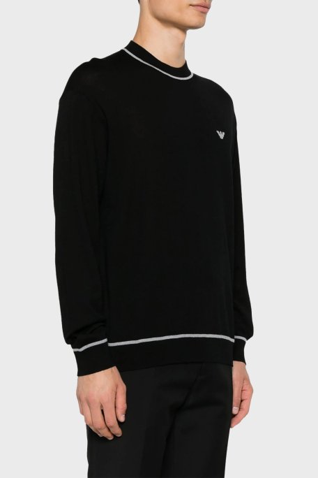 Emporio Armani % 100 Yünlü Bisiklet Yaka Erkek Kazak 6D1MXH 1MJLZ F036 SİYAH - Emporio Armani