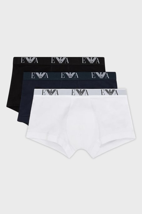 Emporio Armani 3 lü Erkek Boxer EM000259 AF14132 M0042 BEYAZ LACİVERT SİYAH - Emporio Armani