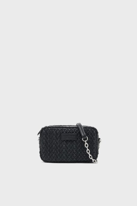 Emporio Armani 4G Kabartmalı Logolu Çıkarılabilir Zincir Askılı Kadın Çanta EW001924 AF19228 UC001 SİYAH - Emporio Armani