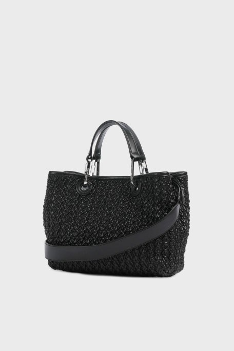 Emporio Armani 4G Logo Kabartmalı Çıkarılabilir Askılı Small Bayan Çanta EW000382 AF18941 UC001 SİYAH - Emporio Armani (1)