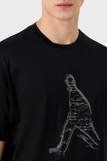 Emporio Armani Baskılı Bisiklet Yaka Regular Fit Erkek T Shirt 3R1TT9 1JUVZ 0920 LACİVERT - Emporio Armani (1)