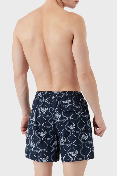 Emporio Armani Baskılı Deniz Şortu Belden Bağlamalı Erkek Mayo Short 211740 3R444 18736 LACİVERT - Emporio Armani (1)