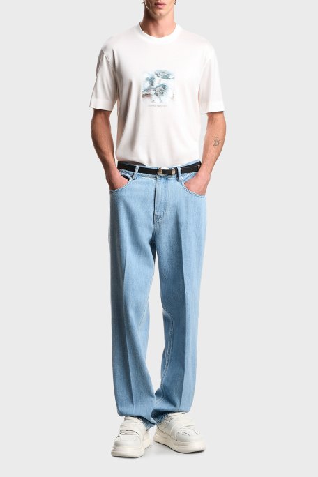 Emporio Armani Baskılı Pamuk Karışımlı Regular Fit Bisiklet Yaka Erkek T Shirt EM005272 AF10017 U0003 BEYAZ - Emporio Armani (1)