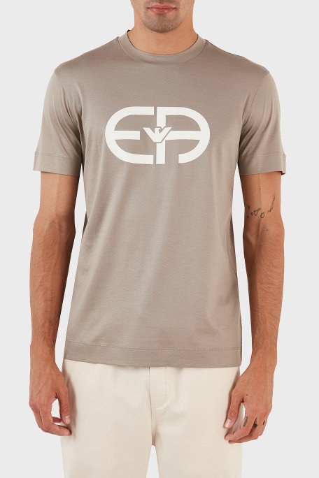 Emporio Armani Baskılı Slim Fit Bisiklet Yaka Erkek T Shirt 8N1TF6 1JUVZ 0643 BEJ - Emporio Armani
