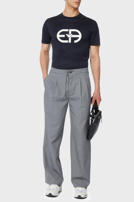 Emporio Armani Baskılı Slim Fit Bisiklet Yaka Erkek T Shirt 8N1TF6 1JUVZ 0920 LACİVERT - Emporio Armani (1)