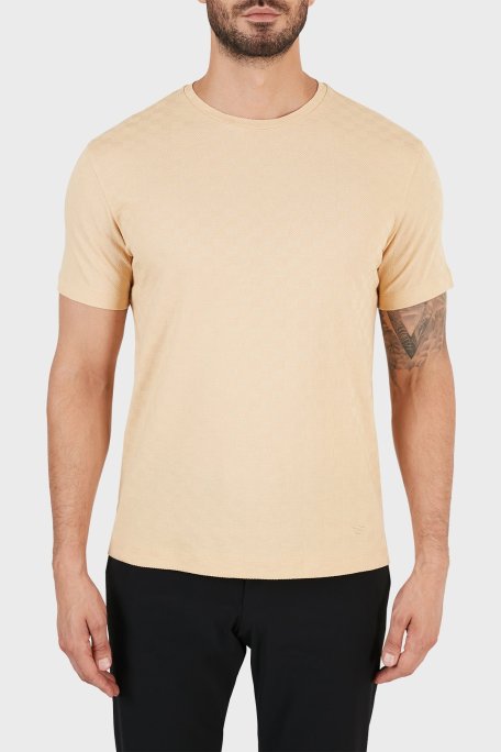 Emporio Armani Bisiklet Yaka % 100 Pamuk Erkek T Shirt 3K1T7P 1JM8Z 0112 BEJ - Emporio Armani