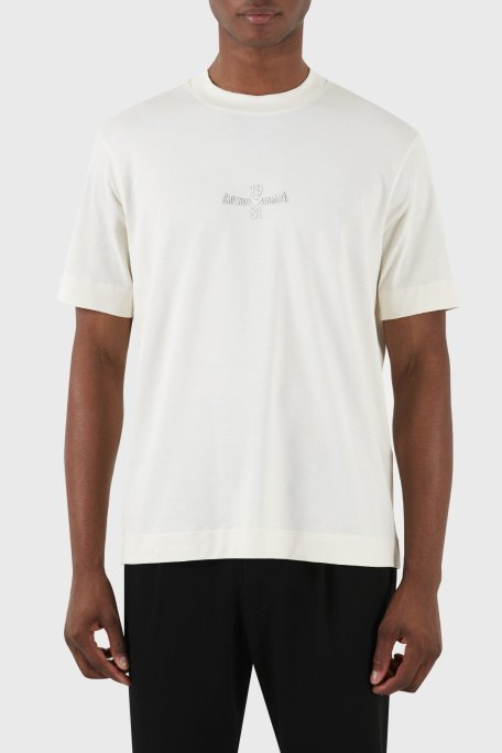 Emporio Armani Bisiklet Yaka % 100 Pamuk Regular Fit Erkek T Shirt 3D1TH3 1JOCZ 01A7 EKRU - Emporio Armani