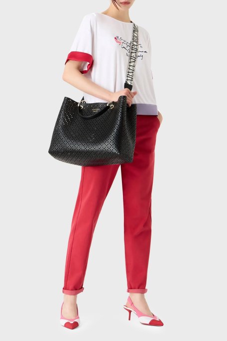 Emporio Armani Bisiklet Yaka Streç Jarse Bayan T Shirt 6R2T8B 2JFJZ 0100 BEYAZ - Emporio Armani (1)