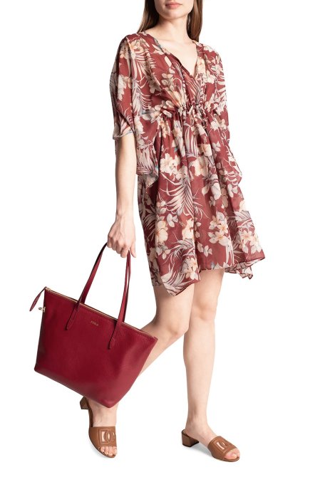 Emporio Armani Çiçek Desenli V Yaka Mini Bayan Elbise S 262663 1P316 03956 BORDO - Emporio Armani (1)