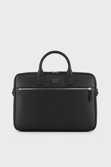 Emporio Armani Çıkarılabilir Uzatma Askılı Fermuarlı Laptop Erkek Çanta Y4P119 Y138E 81072 SİYAH - Emporio Armani
